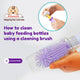How to clean baby feeding bottles using a brush