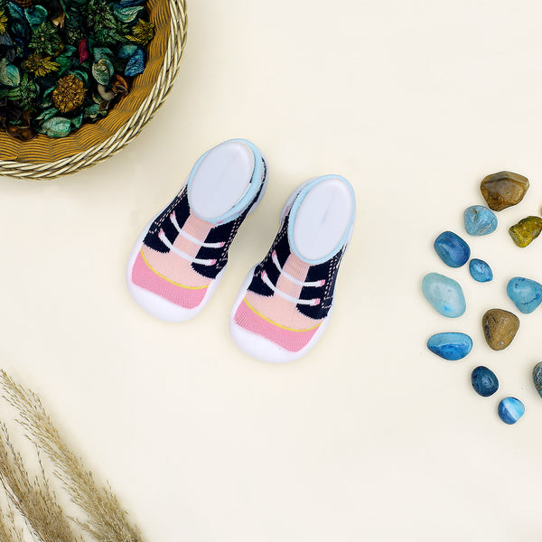 Candy Lace Anti-Skid Cotton Socks Shoes with Rubber Sole for Walking Babies & Toddlers (6-24 Months)