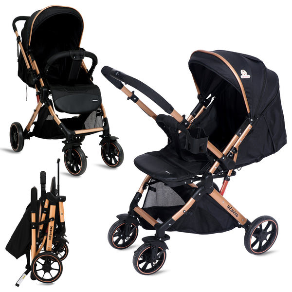 GlideX Travel Stroller: One-Hand Fold, Reclining Seat, Adjustable Canopy, 360° Wheels, 5-Point Harness, 0-3 Years, 15kg