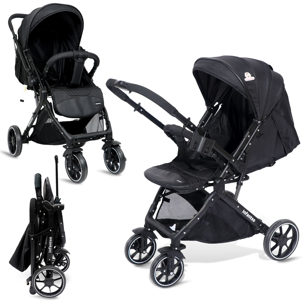 GlideX Travel Stroller: One-Hand Fold, Reclining Seat, Adjustable