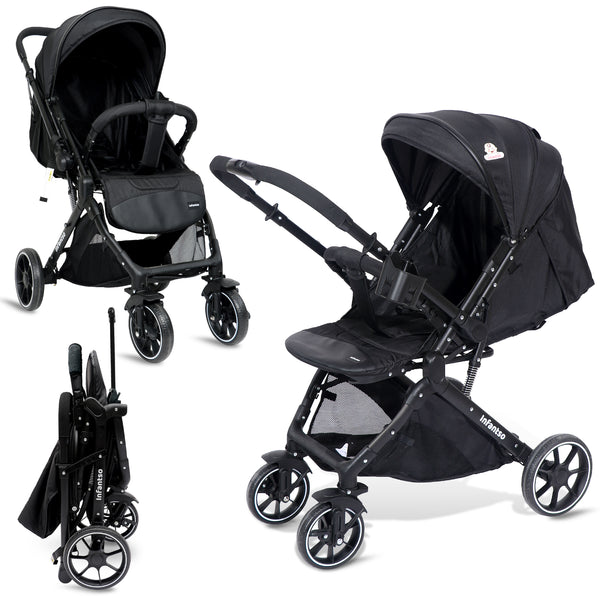 GlideX Travel Stroller: One-Hand Fold, Reclining Seat, Adjustable Canopy, 360° Wheels, 5-Point Harness, 0-3 Years, 15kg