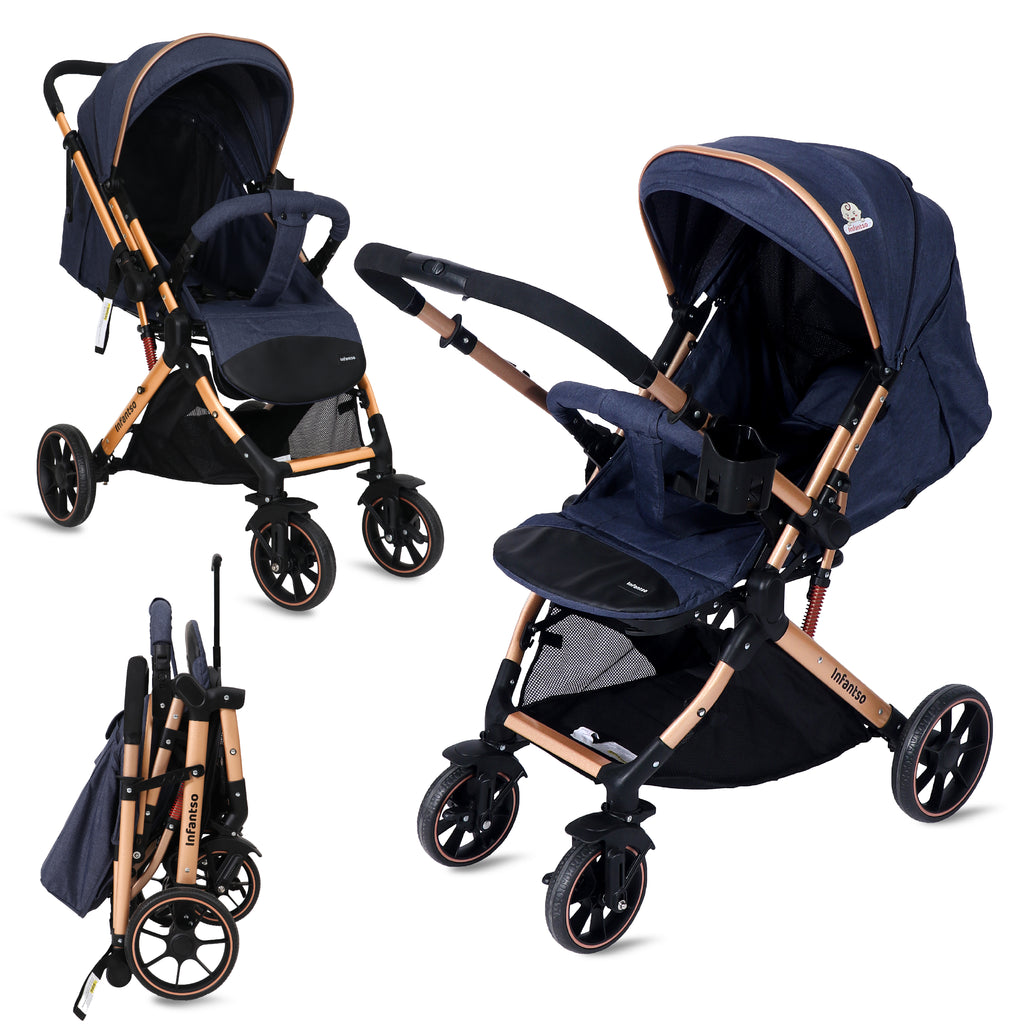 GlideX Travel Stroller: One-Hand Fold, Reclining Seat, Adjustable