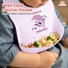 Infantso Silicone Ultra Thin Baby Bibs – Waterproof, Foldable, Adjustable Feeding Bibs with Deep Food Catcher Pocket (BPA‑Free, Suitable for 2+ Months)