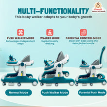 Premium Rectangular 4-in-1 Multi-functional Baby Walker: Walker, Bouncer, Feeding Tray, & Push Toy - Adjustable Speed & Height, Anti-Fall Brakes - 6-24 Months