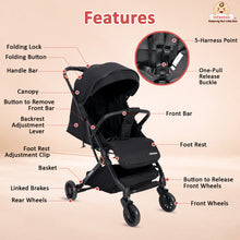 Infantso Ride-X Auto Fold Baby Stroller with One-Hand Fold, Mosquito Net, 5-Point Safety Harness, Shock Absorber Wheels & Compact Travel Design (0–3 Years, Up to 15kg)