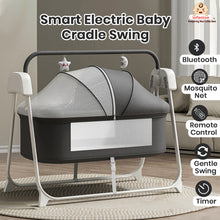 Smart Electric Baby Cradle Swing with Bluetooth Music, Remote & 5-Speed Timer – Safe Sleep Bassinet for Newborns to 24 Months