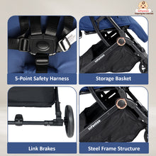 Infantso Ride-X Auto Fold Baby Stroller with One-Hand Fold, Mosquito Net, 5-Point Safety Harness, Shock Absorber Wheels & Compact Travel Design (0–3 Years, Up to 15kg)