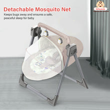Automatic Swing Rocker with Bluetooth, Remote Control, 5 Speeds, Music, Timer, Mosquito Net & Toy Bar (0-2 Years), Holds weight upto 15kg