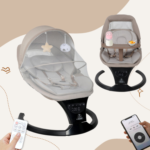 Infantso Automatic Baby Swing – 5-Speed Electric Cradle with Bluetooth Music, Remote Control, Timer & Safety Lock for 0 to 2 years