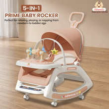 Infantso 5-in-1 Prime Baby Rocker – Multi-Functional Infant Seat with Mosquito Net, Toy Bar & Feeding Tray