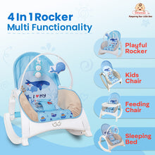 4-in-1 Baby Manual Rocker for 0 to 3 Years, Chair for Newborn with Neck Pillow, Calming Vibrations, Music & Toys, 3-Position Adjustable Backrest Swing with Feeding Tray