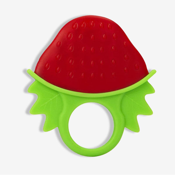 Strawberry Silicone Baby Teether, BPA-Free for Pain-Relief Easy Teething, Non-Toxic Food-Grade for 2+ Months Babies (Strawberry)