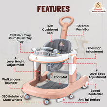 Infantso Vibe & Drive Multifunction 2-in-1 Baby Walker, Bouncer & Car Dashboard Activity Center with Music Tray, Push Handle, Safety Brakes, Adjustable Height & 360° Wheels