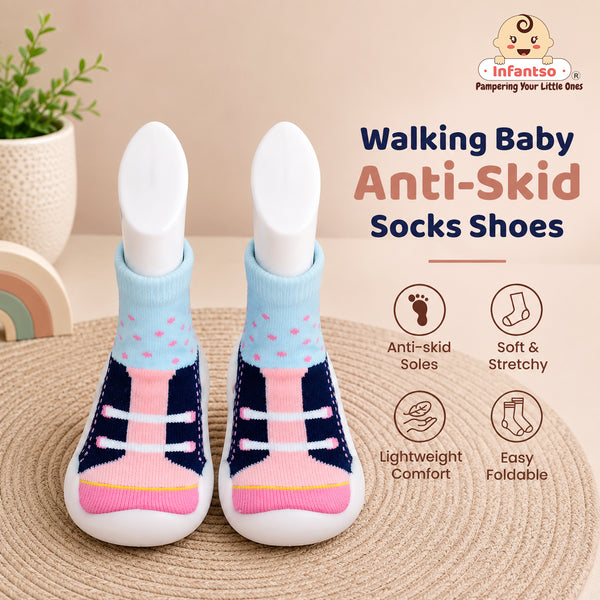 Candy Lace Anti-Skid Cotton Socks Shoes with Rubber Sole for Walking Babies & Toddlers (6-24 Months)