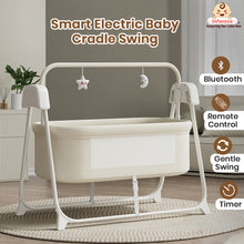 Smart Electric Baby Cradle Swing with Bluetooth Music, Remote & 5-Speed Timer – Safe Sleep Bassinet for Newborns to 18 Months