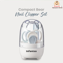 Infantso Compact Bear Baby Nail Clipper Set | 4‑in‑1 Baby Grooming Kit with Scissors, Nail Filer, Tweezer & Clipper | Safe & Gentle Grooming for Newborns & Toddlers | Cute Bear‑Shaped Storage Case