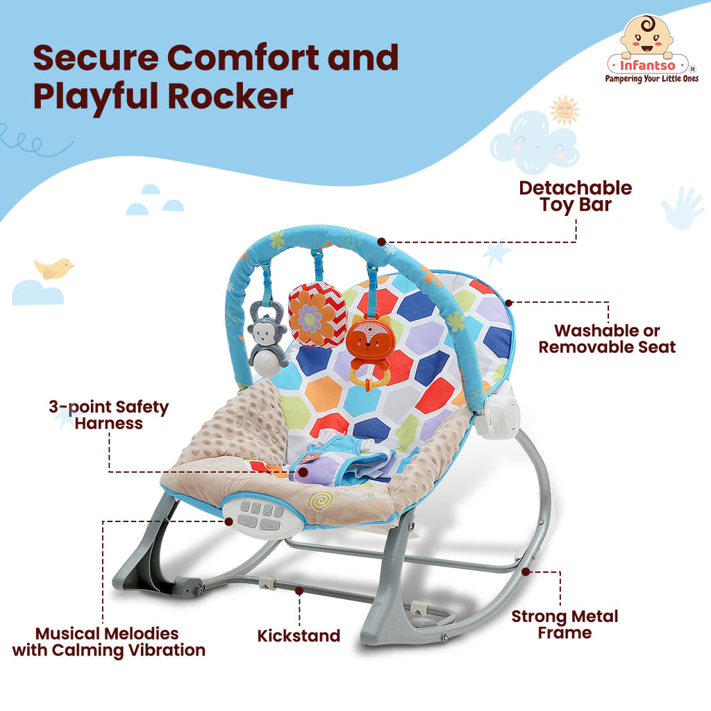 Manual Rocker For Newborns to Toddlers: Comfort, Safety, and Entertainment (0-24 Months, 18kg)