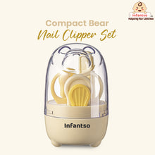 Infantso Compact Bear Baby Nail Clipper Set | 4‑in‑1 Baby Grooming Kit with Scissors, Nail Filer, Tweezer & Clipper | Safe & Gentle Grooming for Newborns & Toddlers | Cute Bear‑Shaped Storage Case