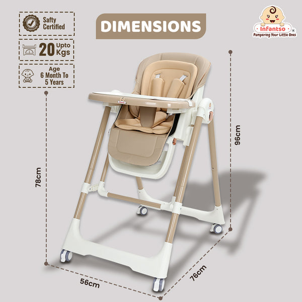 Infantso Swini 5-in-1 Baby High Chair & Swing – Adjustable, Foldable Feeding Chair with Dual Tray, Reclining Backrest & Footrest for 6 Months to 5 Years
