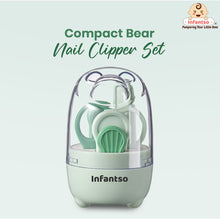 Infantso Compact Bear Baby Nail Clipper Set | 4‑in‑1 Baby Grooming Kit with Scissors, Nail Filer, Tweezer & Clipper | Safe & Gentle Grooming for Newborns & Toddlers | Cute Bear‑Shaped Storage Case