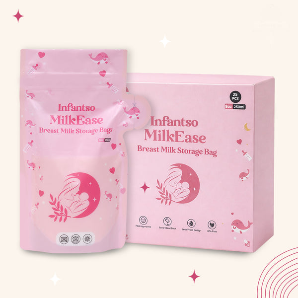 MilkEase Breast Milk Storage Bags – 250ml Capacity | BPA-Free, Leak-Proof, Pre-Sterilized, Smart Temperature Indicator | Pack of 25