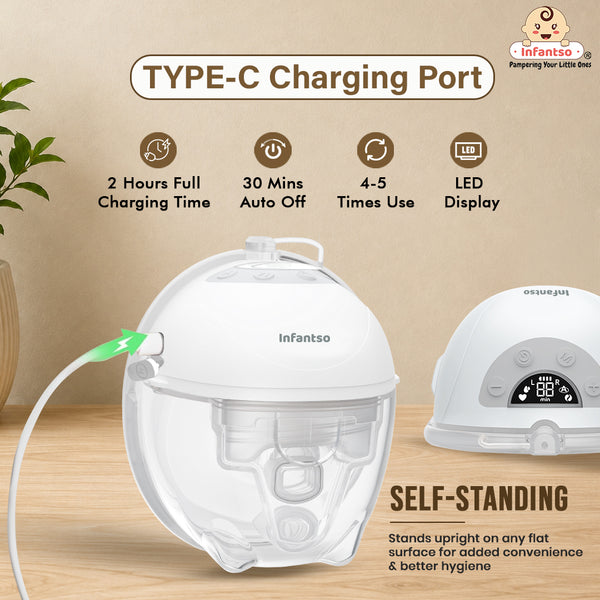 Infantso COMFIT Smart Wearable Breast Pump – India’s 1st App-Controlled Hands-Free Electric Pump for Feeding Mothers with 3-Phase Pumping, 9 Suction Levels, Smart LED Display, Quiet Operation, Leak-Proof, Type-C Rechargeable Battery, FREE Care Package