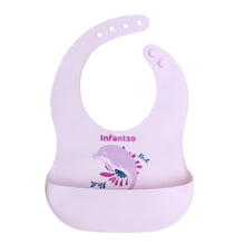 Infantso Silicone Ultra Thin Baby Bibs – Waterproof, Foldable, Adjustable Feeding Bibs with Deep Food Catcher Pocket (BPA‑Free, Suitable for 2+ Months)