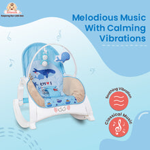 4-in-1 Baby Manual Rocker for 0 to 3 Years, Chair for Newborn with Neck Pillow, Calming Vibrations, Music & Toys, 3-Position Adjustable Backrest Swing with Feeding Tray