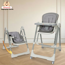 Infantso Swini 5-in-1 Baby High Chair & Swing – Adjustable, Foldable Feeding Chair with Dual Tray, Reclining Backrest & Footrest for 6 Months to 5 Years