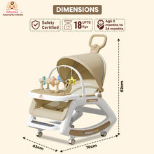 Infantso 5-in-1 Prime Baby Rocker – Multi-Functional Infant Seat with Mosquito Net, Toy Bar & Feeding Tray