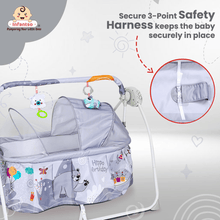Animal Print Automatic Baby Cradle & Swing with 3-Point Safety Harness, Remote Control, Mosquito Net, Soothing Musical, Extra Cushion, Baby Age 0-2 Years (Grey 2)