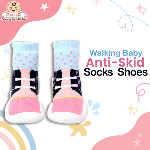 Candy Lace Anti-Skid Cotton Socks Shoes with Rubber Sole for Walking Babies & Toddlers (6-24 Months)
