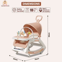 Infantso 5-in-1 Prime Baby Rocker – Multi-Functional Infant Seat with Mosquito Net, Toy Bar & Feeding Tray