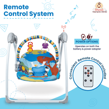 Automatic Baby Swing with Hanging Toys, Operates with Duracel and Remote Control for Newborn Baby, Safe & Portable