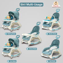 Infantso 5-in-1 Prime Baby Rocker & Walker – Multi-Functional Infant Seat with Mosquito Net, Toy Bar & Feeding Tray