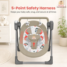 Automatic Swing Rocker with Bluetooth, Remote Control, 5 Speeds, Music, Timer, Mosquito Net & Toy Bar (0-2 Years), Holds weight upto 15kg