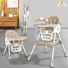 Infantso Feed-X 5-in-1 Multifunctional Baby High Chair | Convertible Feeding Chair for Infants & Toddlers | Adjustable Height, Foldable Design, Reclining Seat, Double Tray, Storage Basket & 5-Point Safety Harness