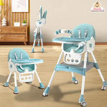 Infantso Feed-X 5-in-1 Multifunctional Baby High Chair | Convertible Feeding Chair for Infants & Toddlers | Adjustable Height, Foldable Design, Reclining Seat, Double Tray, Storage Basket & 5-Point Safety Harness