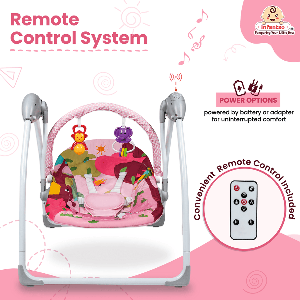 Automatic Swing Automatic Baby Swing with Hanging Toys, Operates with Duracel and Remo ...