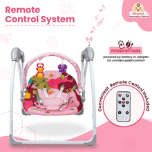Automatic Baby Swing with Hanging Toys, Operates with Duracel and Remote Control for Newborn Baby, Safe & Portable