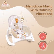 4-in-1 Baby Manual Rocker for 0 to 3 Years, Chair for Newborn with Neck Pillow, Calming Vibrations, Music & Toys, 3-Position Adjustable Backrest Swing with Feeding Tray