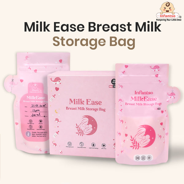 MilkEase Breast Milk Storage Bags – 250ml Capacity | BPA-Free, Leak-Proof, Pre-Sterilized, Smart Temperature Indicator | Pack of 25