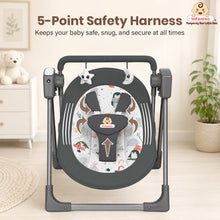Automatic Swing Rocker with Bluetooth, Remote Control, 5 Speeds, Music, Timer, Mosquito Net & Toy Bar (0-2 Years), Holds weight upto 15kg