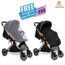 GlideX Travel Stroller: One-Hand Fold, Reclining Seat, Adjustable Canopy, 360° Wheels, 5-Point Harness, 0-3 Years, 15kg