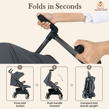Infantso Flight X Baby Stroller for 0 to 3 years, Pram Auto Fold with 5-Point Safety Harness, Multi-Position Recline, Adjustable Footrest & Canopy, 360° Swivel Wheels, Storage Basket & Rear Brake – Up to 22 kg