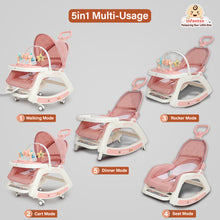 Infantso 5-in-1 Prime Baby Rocker & Walker – Multi-Functional Infant Seat with Mosquito Net, Toy Bar & Feeding Tray