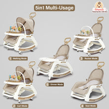 Infantso 5-in-1 Prime Baby Rocker & Walker – Multi-Functional Infant Seat with Mosquito Net, Toy Bar & Feeding Tray