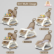Infantso 5-in-1 Prime Baby Rocker & Walker – Multi-Functional Infant Seat with Mosquito Net, Toy Bar & Feeding Tray