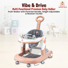 Infantso Vibe & Drive Multifunction 2-in-1 Baby Walker, Bouncer & Car Dashboard Activity Center with Music Tray, Push Handle, Safety Brakes, Adjustable Height & 360° Wheels