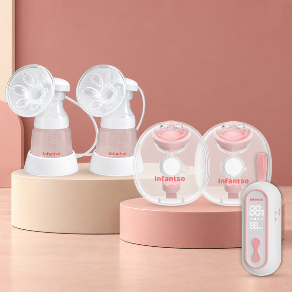 Infantso Combo Electric Breast Pump | Wearable & Bottle Breast Pump with 4 Modes & 15 Suction Levels, 16–22mm Flange Sizes, 180ml Milk Collectors, USB Type-C Rechargeable